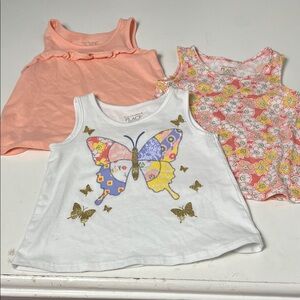 Set of 3 The Children’s Place 18-24 Months Pink and White Sleeveless Tank Tops